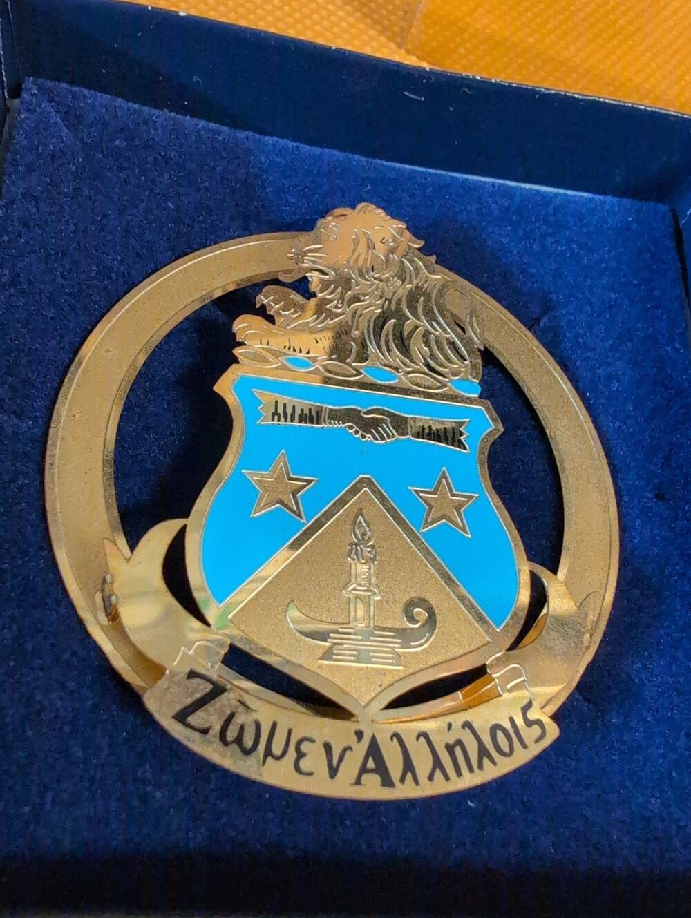 Alpha Delta Pi Coat Of Arms commemorative brass ornament